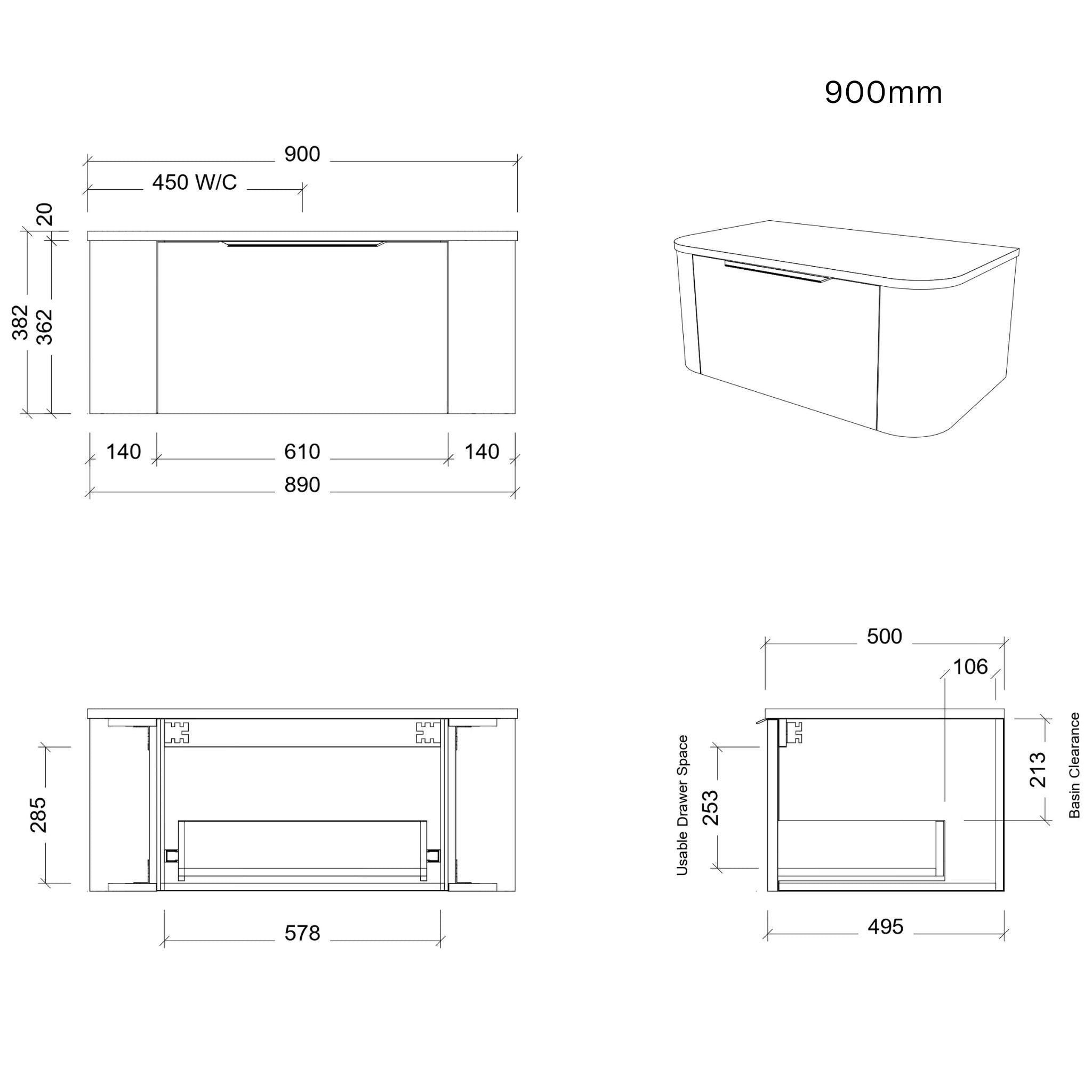 TIMBERLINE SANTOS CUSTOM WALL HUNG VANITY (ALL SIZING)