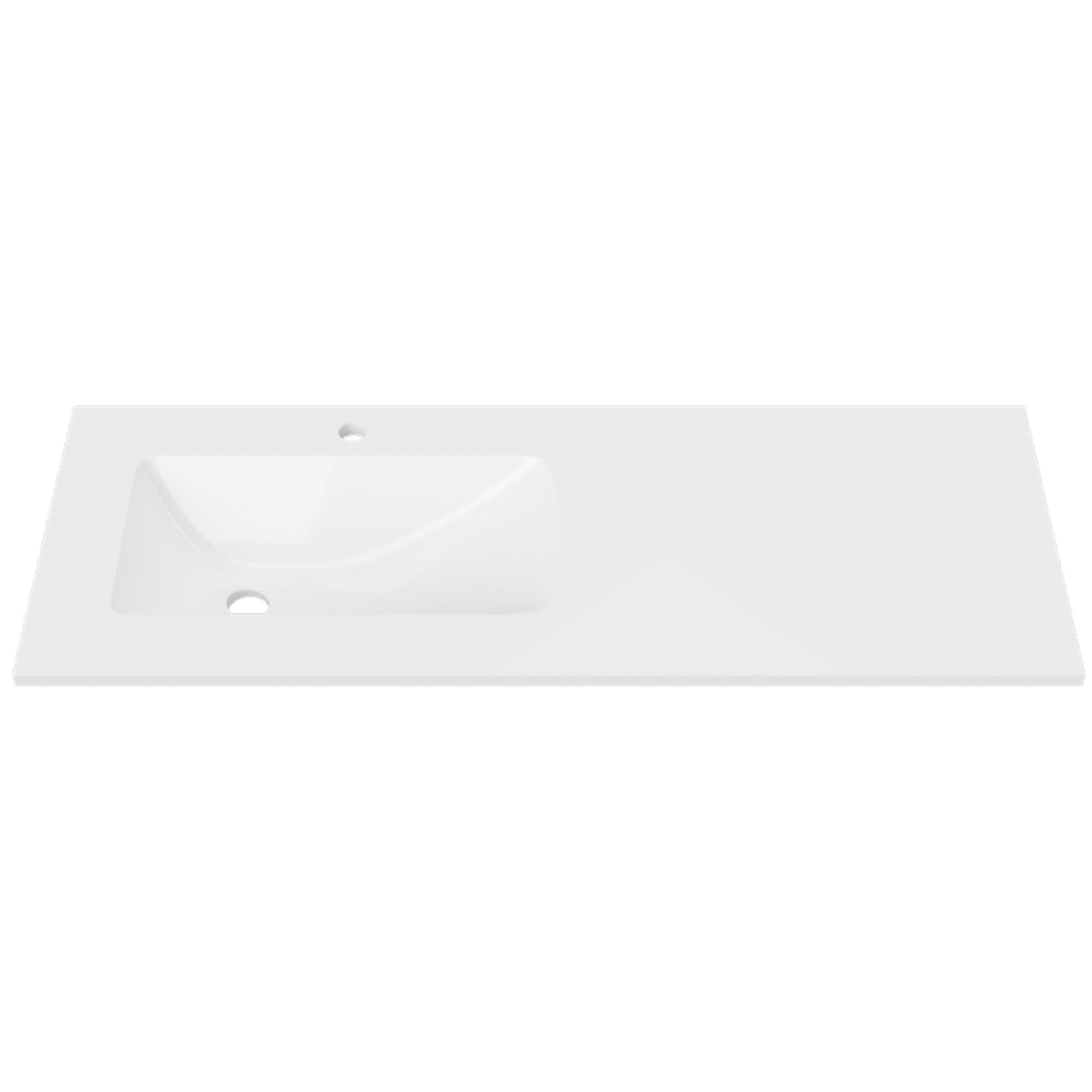 DUROCLASS SANCTUARY GLOSS WHITE OFFSET SINGLE BOWL UNDERMOUNT VANITY TOP (MULTIPLE SIZES AVAILABLE)