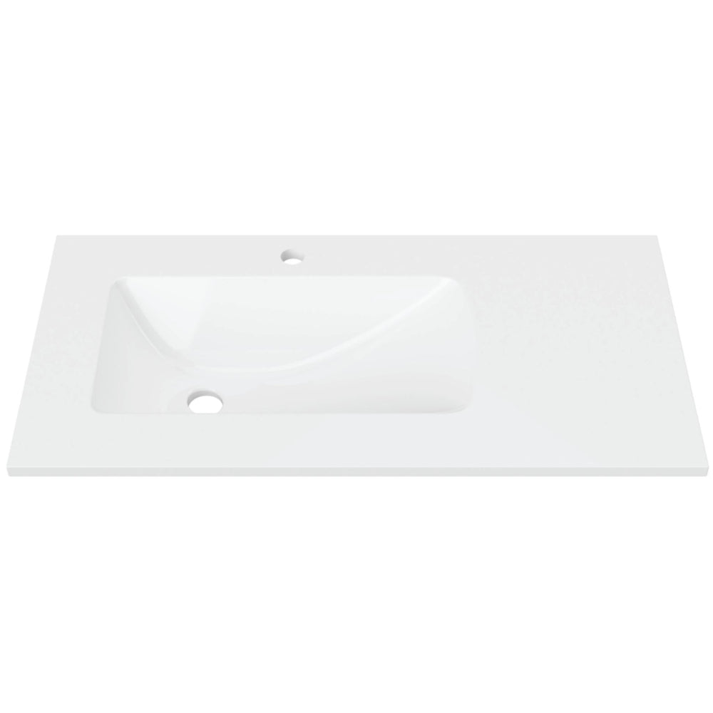 DUROCLASS SANCTUARY GLOSS WHITE OFFSET SINGLE BOWL UNDERMOUNT VANITY TOP (MULTIPLE SIZES AVAILABLE)