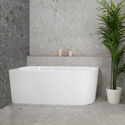 ENFLAIR AVALON LEFT CORNER BACK TO WALL BATHTUB GLOSS WHITE (MULTIPLE SIZES AVAILABLE)