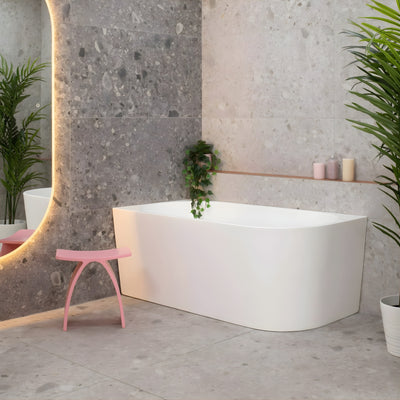 ENFLAIR AVALON LEFT CORNER BACK TO WALL BATHTUB MATTE WHITE (MULTIPLE SIZES AVAILABLE)