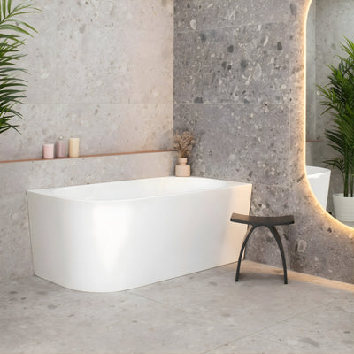 ENFLAIR AVALON RIGHT CORNER BACK TO WALL BATHTUB GLOSS WHITE (MULTIPLE SIZES AVAILABLE)