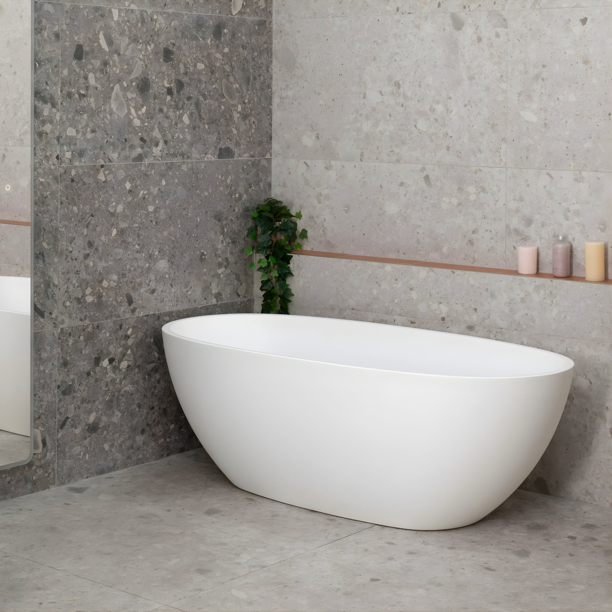 ENFLAIR BYRON EGG FREESTANDING BATH MATTE WHITE (MULTIPLE SIZES AVAILABLE)