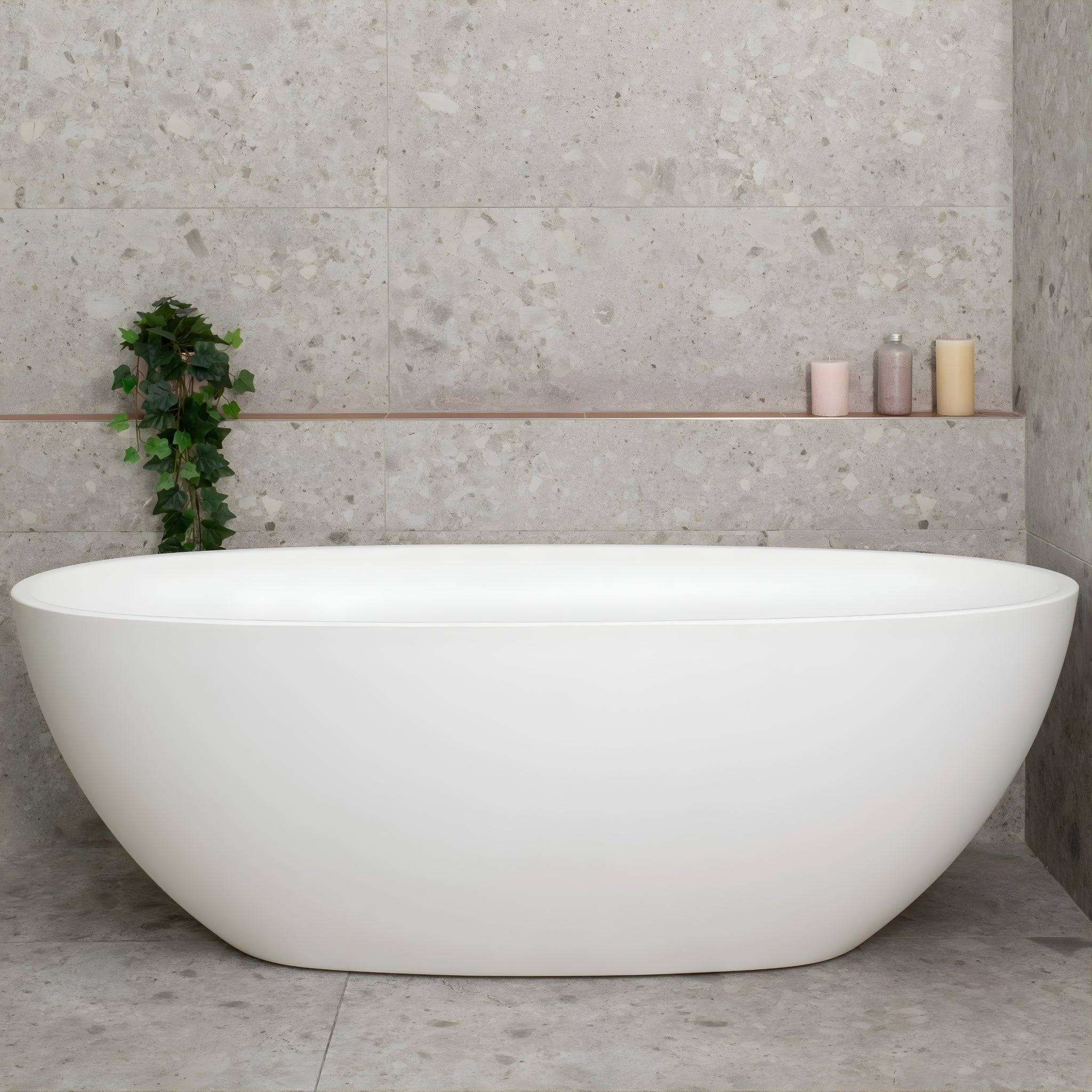 ENFLAIR BYRON EGG FREESTANDING BATH MATTE WHITE (MULTIPLE SIZES AVAILABLE)
