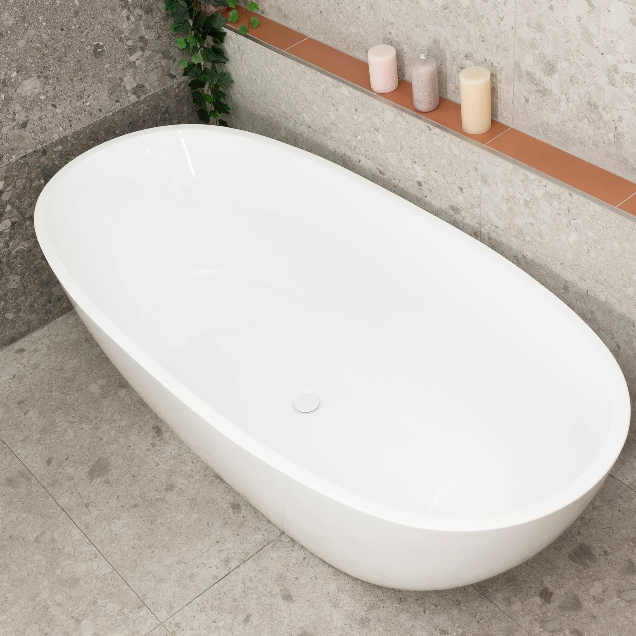 ENFLAIR BYRON EGG FREESTANDING BATH GLOSS WHITE (MULTIPLE SIZES AVAILABLE)