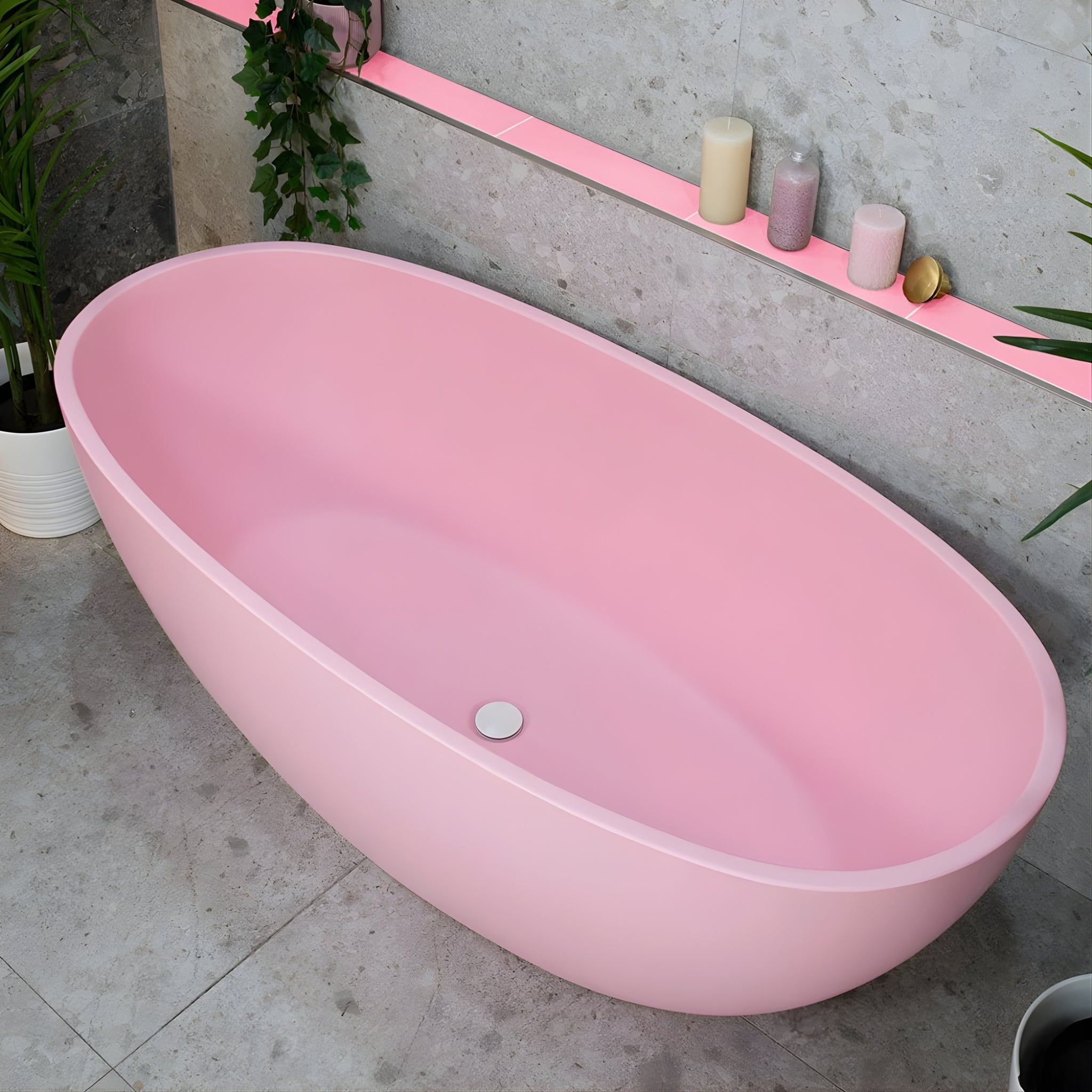 ENFLAIR BYRON EGG FREESTANDING BATH MATTE PINK SPECIAL EDITION 1600MM