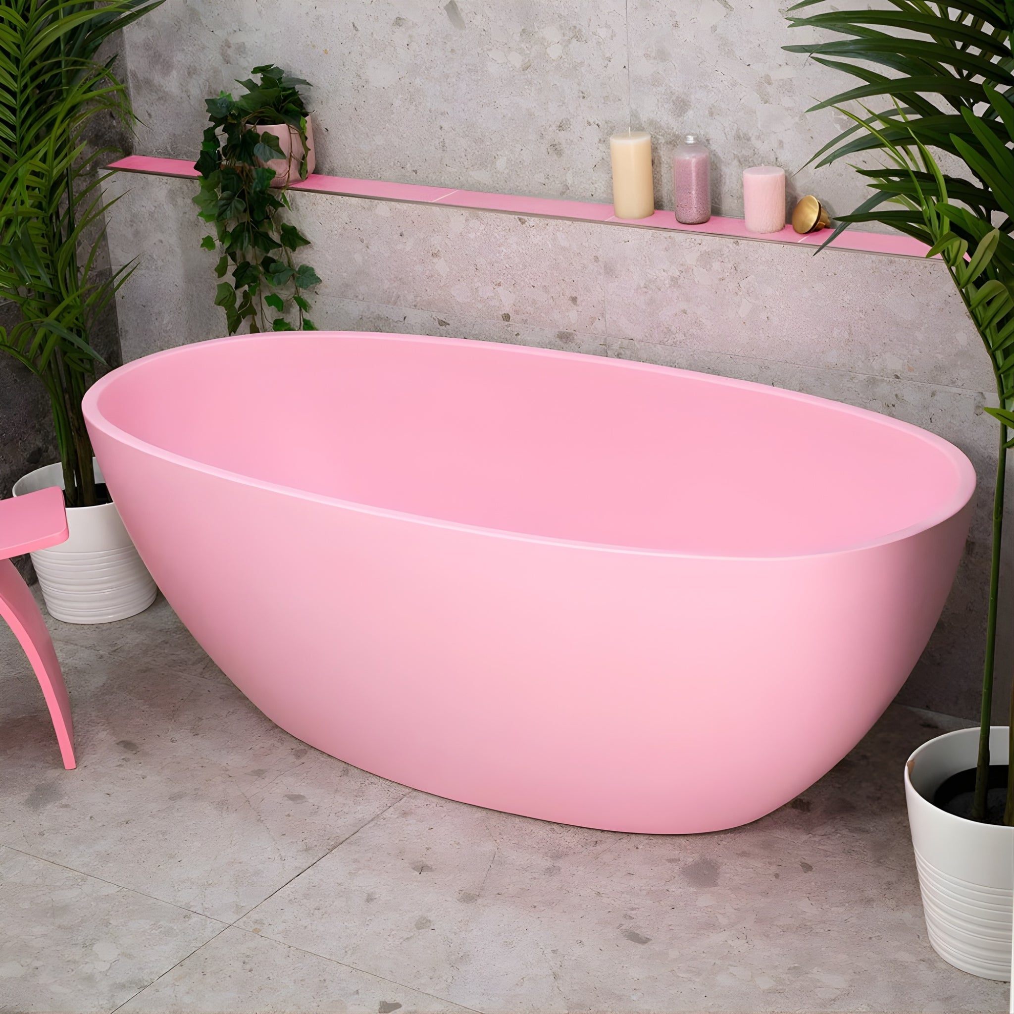 ENFLAIR BYRON EGG FREESTANDING BATH MATTE PINK SPECIAL EDITION 1600MM
