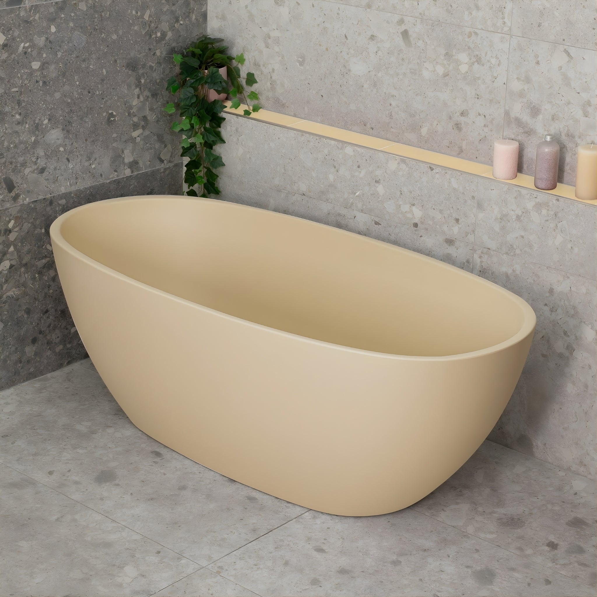 ENFLAIR BYRON EGG FREESTANDING BATH MATTE VANILLA BEIGE SPECIAL EDITION 1600MM