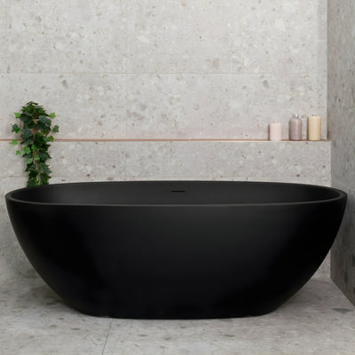 ENFLAIR BYRON EGG FREESTANDING BATH WITH OVERFLOW MATTE BLACK (AVAILABLE IN 1500MM AND 1700MM)