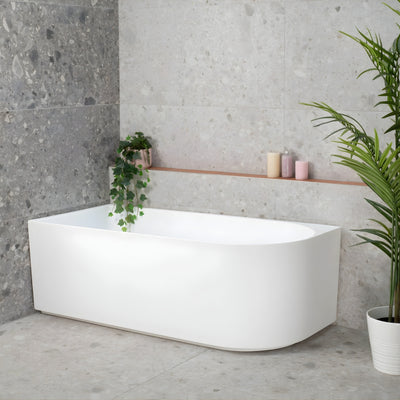 ENFLAIR ARCO LEFT CORNER BACK TO WALL BATHTUB MATTE WHITE 1600MM
