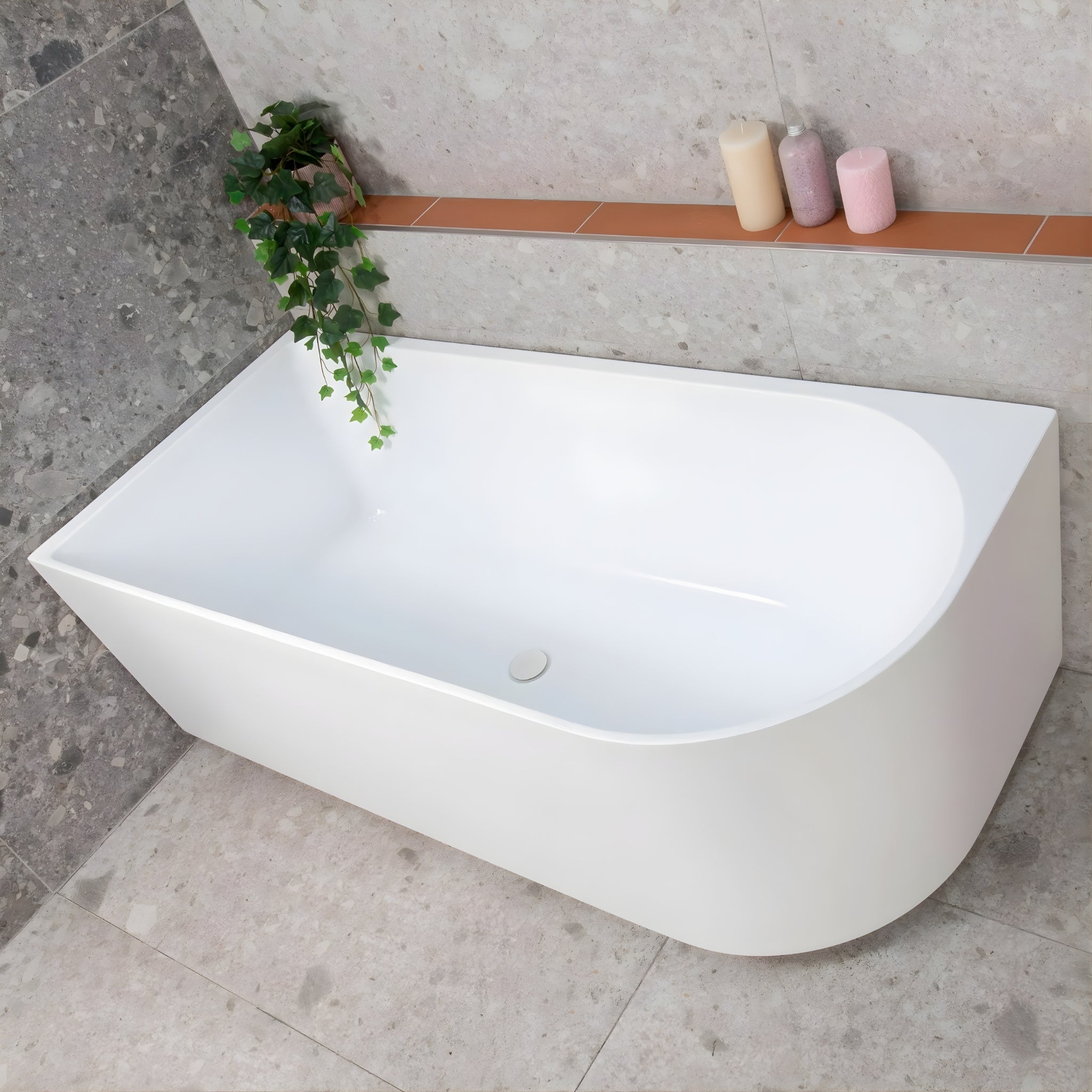 ENFLAIR ARCO LEFT CORNER BACK TO WALL BATHTUB MATTE WHITE 1600MM