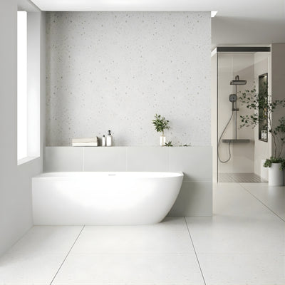 ENFLAIR BYRON EGG LEFT CORNER FREESTANDING BATH WITH OVERFLOW GLOSS WHITE (MULTIPLE SIZES AVAILABLE)