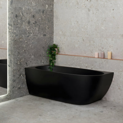 ENFLAIR BYRON EGG LEFT CORNER FREESTANDING BATH WITH OVERFLOW MATTE BLACK (MULTIPLE SIZES AVAILABLE)