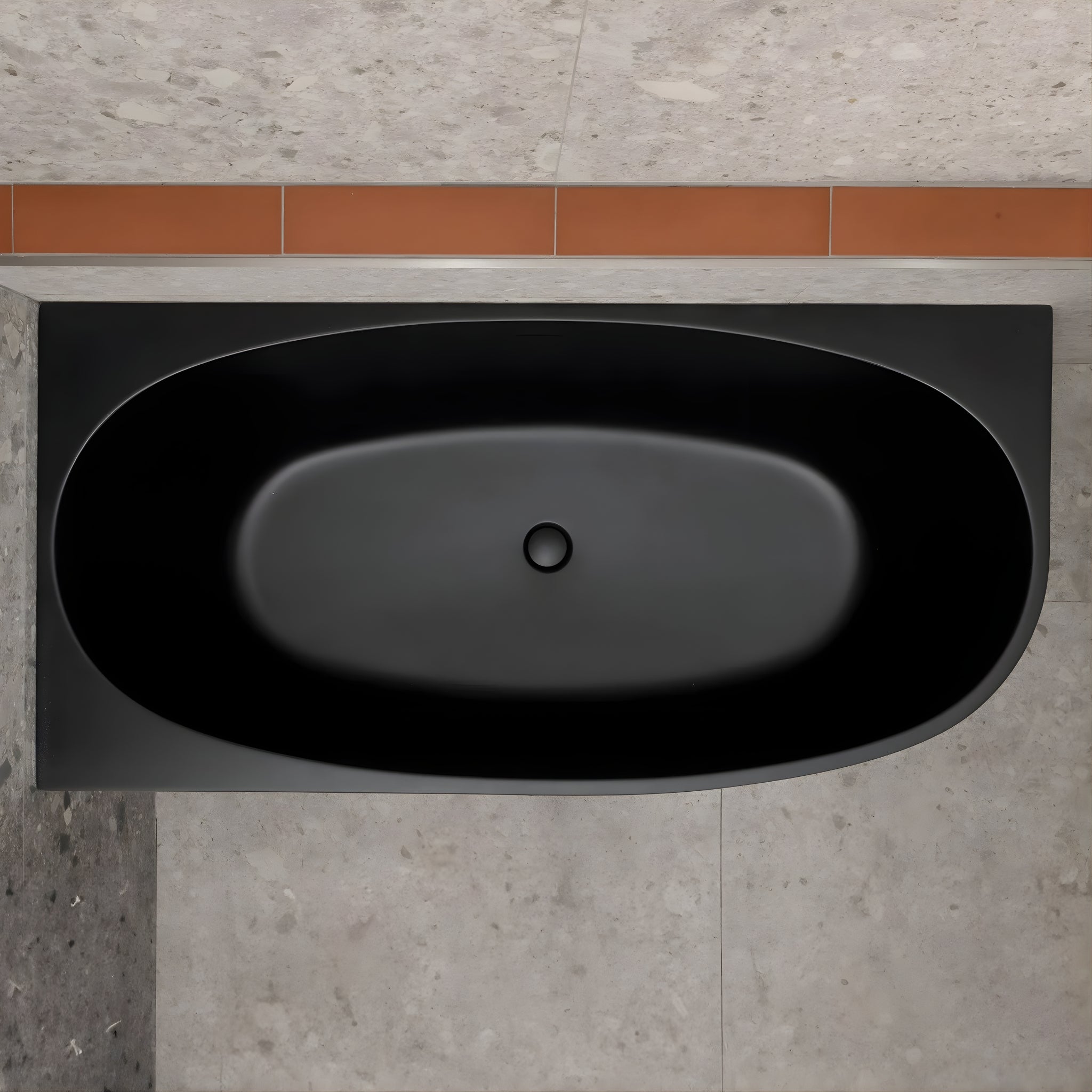 ENFLAIR BYRON EGG LEFT CORNER FREESTANDING BATH WITH OVERFLOW MATTE BLACK (MULTIPLE SIZES AVAILABLE)