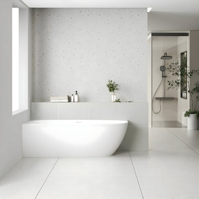 ENFLAIR BYRON EGG LEFT CORNER FREESTANDING BATH WITH OVERFLOW MATTE WHITE (MULTIPLE SIZES AVAILABLE)