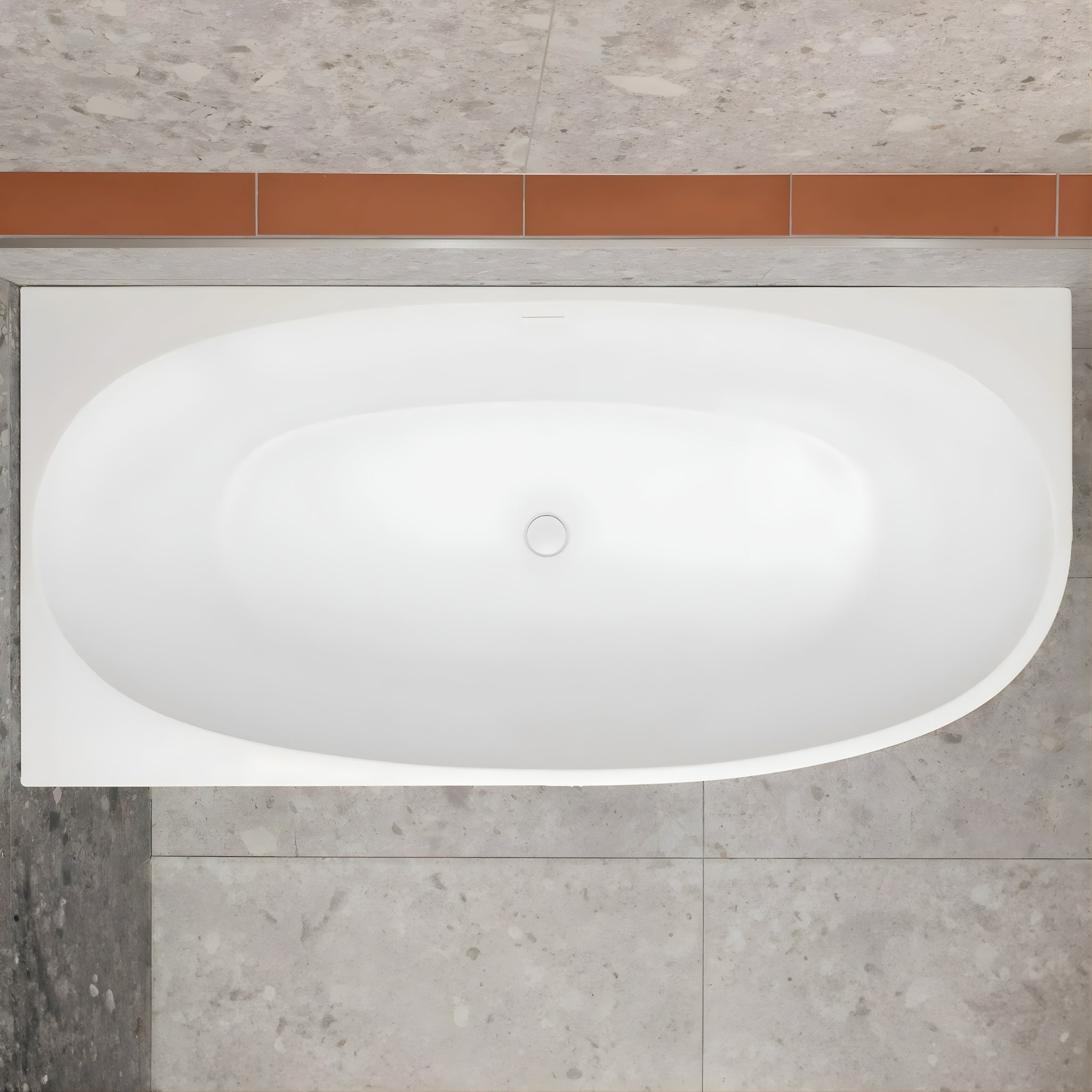 ENFLAIR BYRON EGG LEFT CORNER FREESTANDING BATH WITH OVERFLOW MATTE WHITE (MULTIPLE SIZES AVAILABLE)