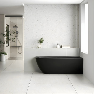 ENFLAIR BYRON EGG RIGHT CORNER FREESTANDING BATH WITH OVERFLOW MATTE BLACK (MULTIPLE SIZES AVAILABLE)