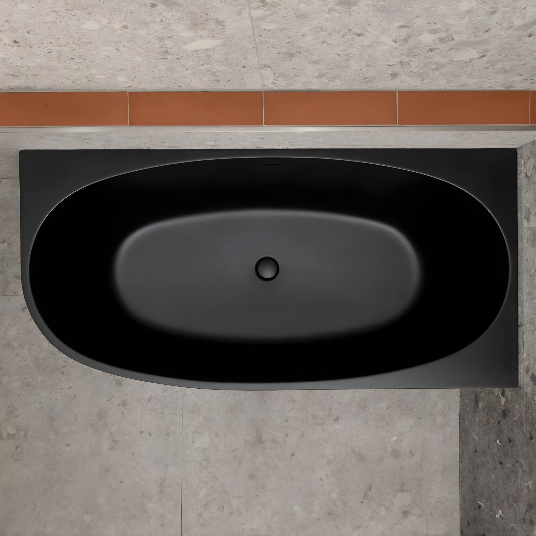 ENFLAIR BYRON EGG RIGHT CORNER FREESTANDING BATH WITH OVERFLOW MATTE BLACK (MULTIPLE SIZES AVAILABLE)