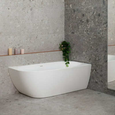 ENFLAIR BYRON EGG RIGHT CORNER FREESTANDING BATH WITH OVERFLOW MATTE WHITE (MULTIPLE SIZES AVAILABLE)