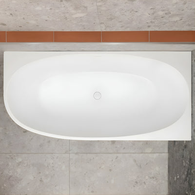 ENFLAIR BYRON EGG RIGHT CORNER FREESTANDING BATH WITH OVERFLOW MATTE WHITE (MULTIPLE SIZES AVAILABLE)