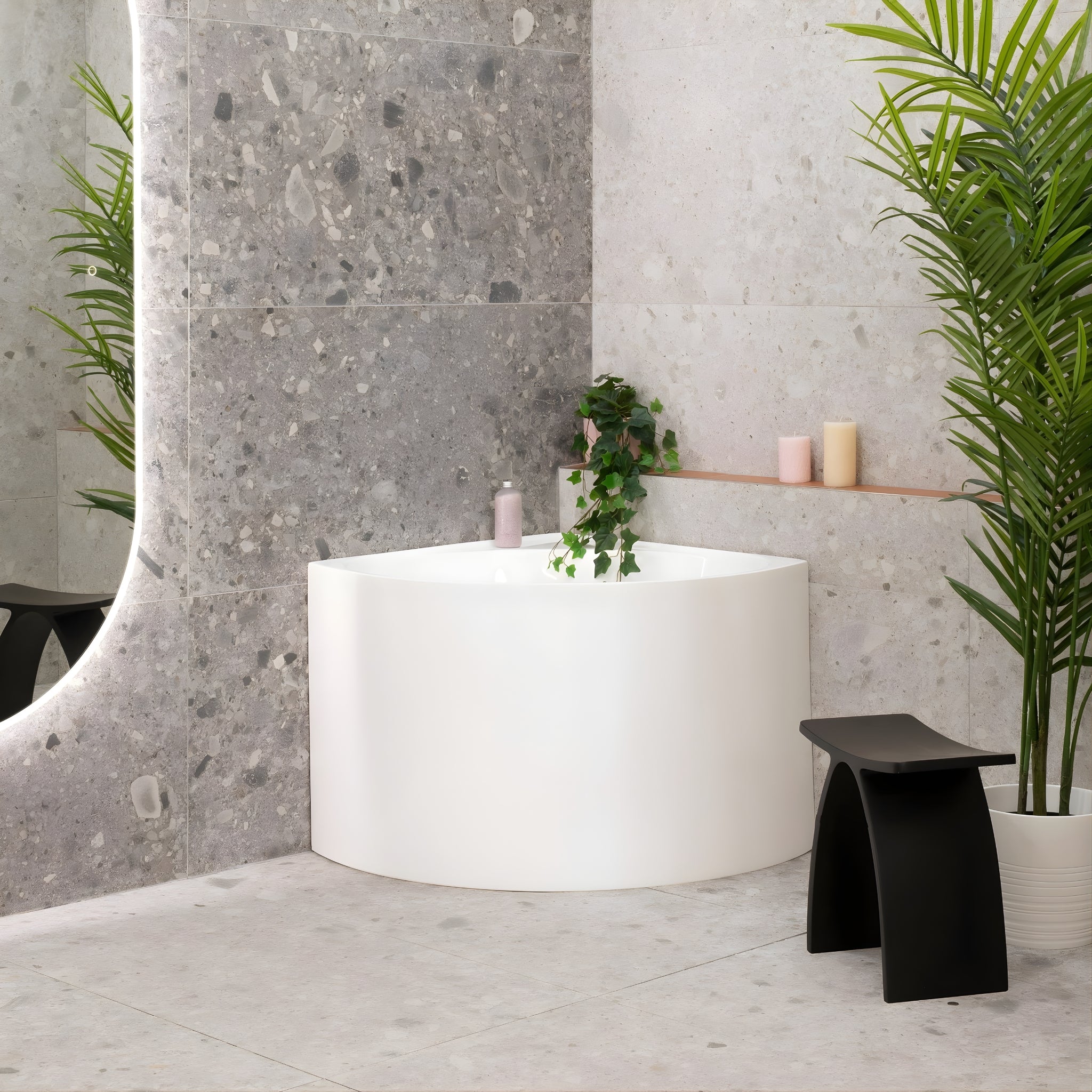 ENFLAIR ANGIE CORNER-FIT JAPANESE SOAKING BATHTUB GLOSS WHITE (AVAILABLE IN 800MM AND 1000MM)