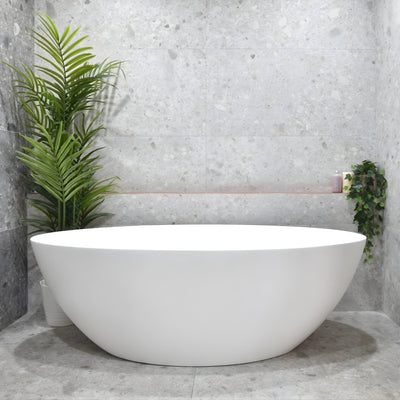 ENFLAIR KINKA EGG FREESTANDING BATH MATTE WHITE (AVAILABLE IN 1700MM AND 1800MM)