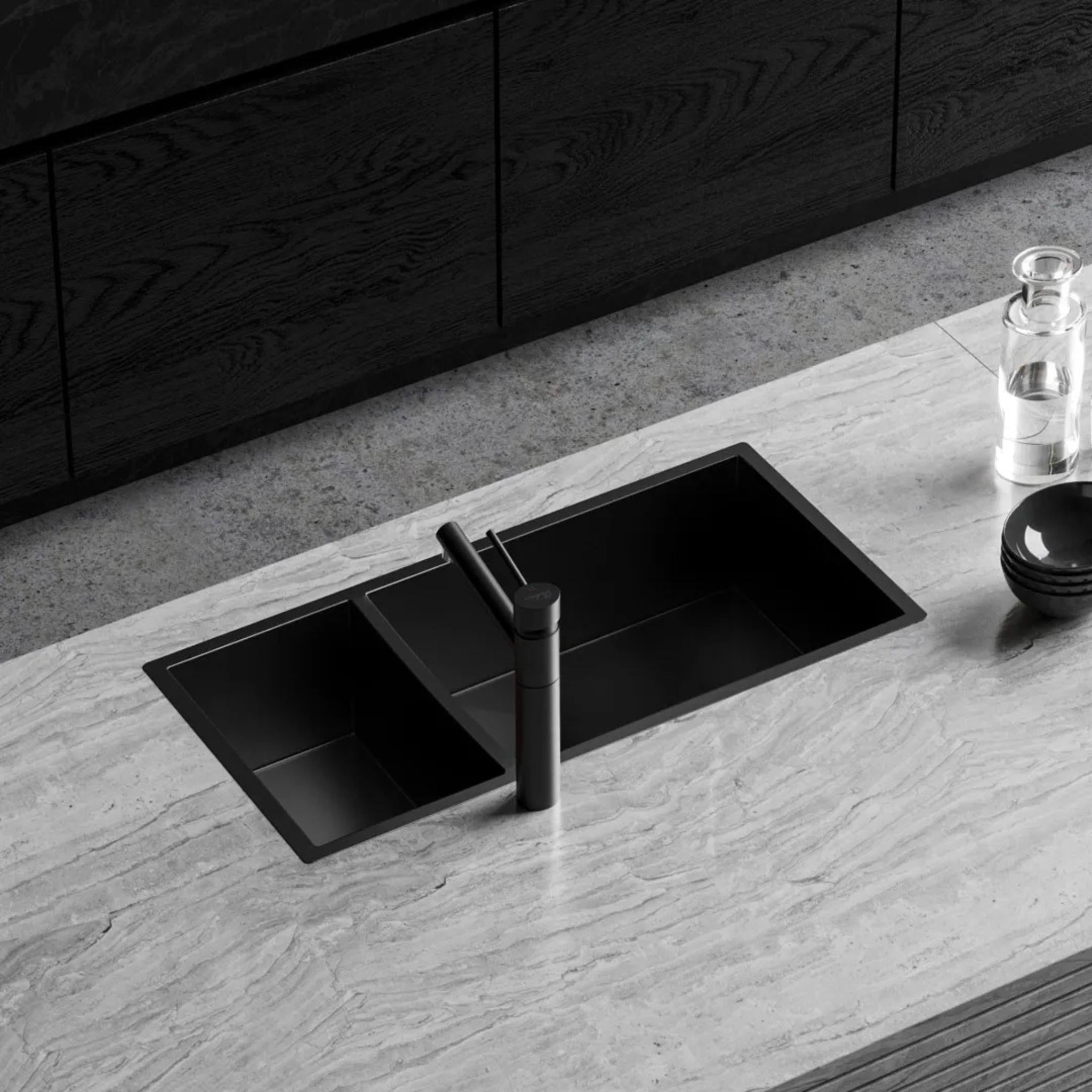 OLIVERI SPECTRA 1 & 1/2 BOWL KITCHEN SINK BLACK 790MM