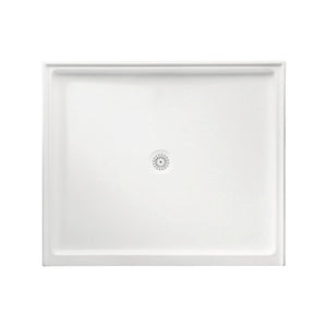JOHNSON SUISSE MARBLETREND FLINDERS POLYMARBLE CENTRE OUTLET RECTANGULAR SHOWER BASE 1220MM WHITE