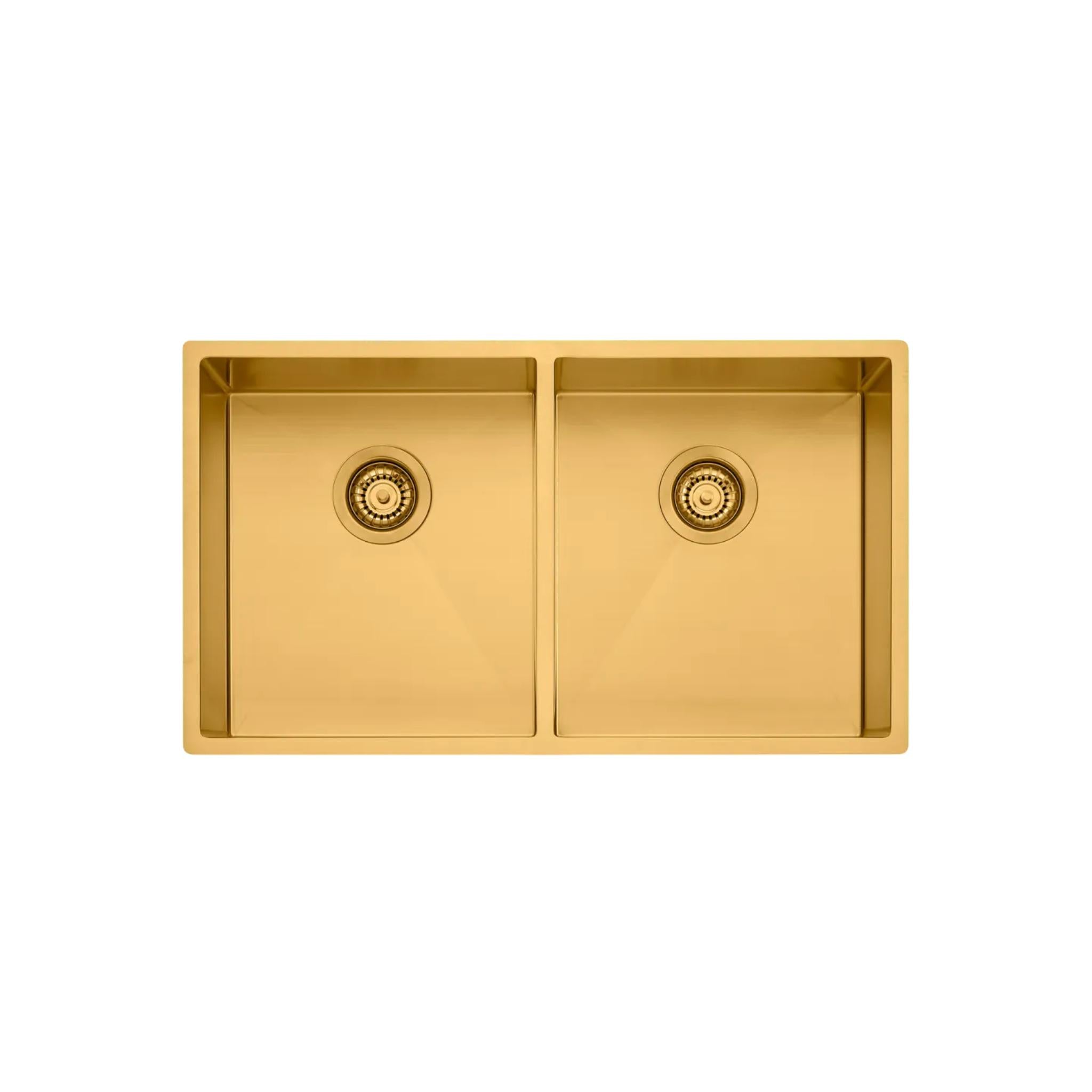 OLIVERI SPECTRA DOUBLE BOWL KITCHEN SINK BRUSHED GOLD 780MM