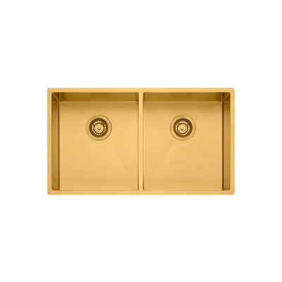 OLIVERI SPECTRA DOUBLE BOWL KITCHEN SINK BRUSHED GOLD 780MM