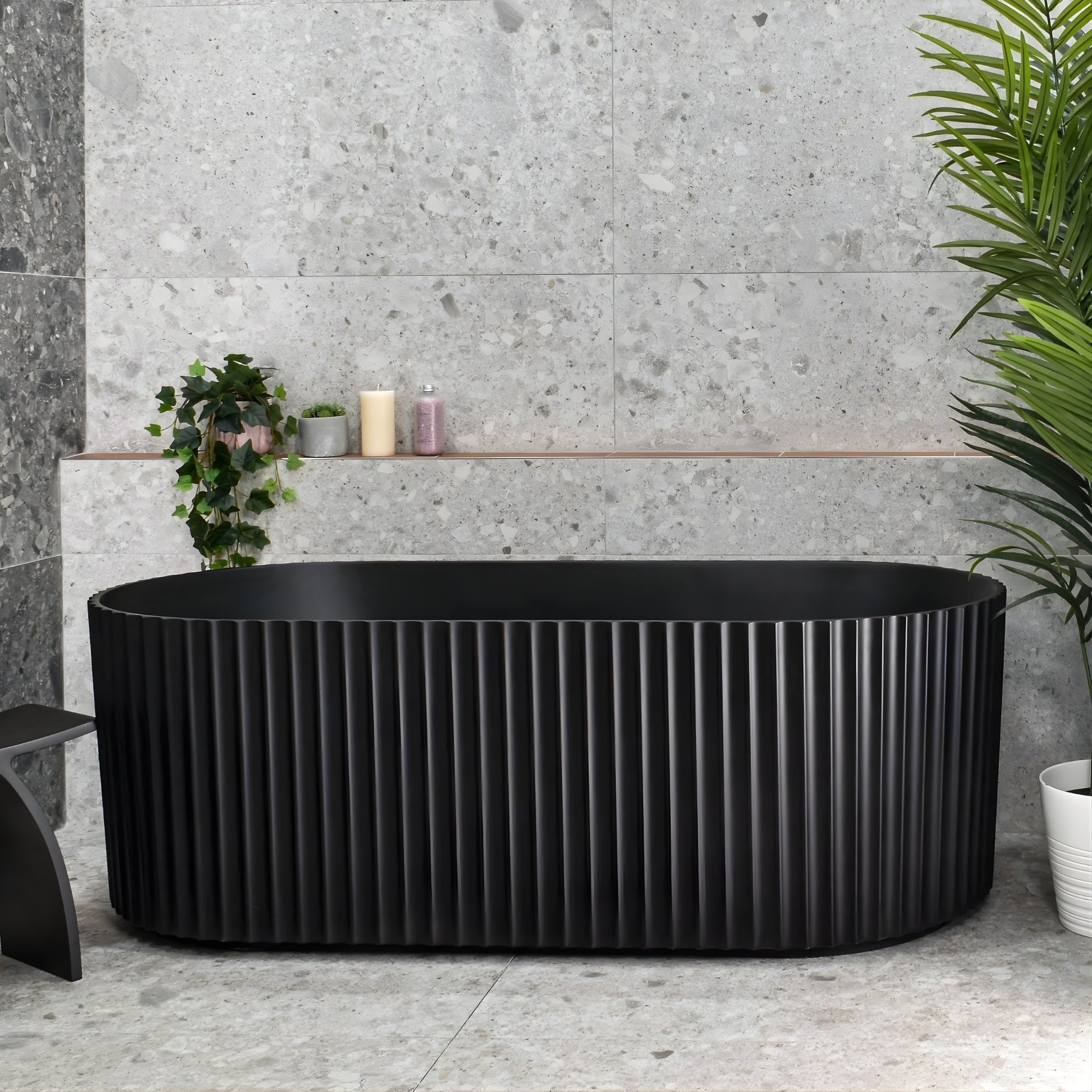 ENFLAIR AGORA GROOVE FLUTED FREESTANDING BATHTUB MATTE BLACK (AVAILABLE IN 1500MM AND 1700MM)