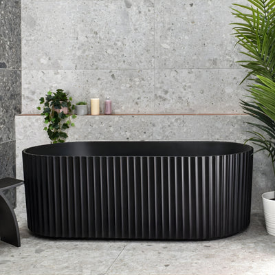 ENFLAIR AGORA GROOVE FLUTED FREESTANDING BATHTUB MATTE BLACK (AVAILABLE IN 1500MM AND 1700MM)