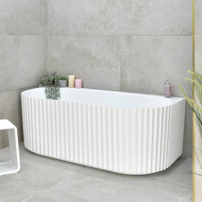 ENFLAIR AGORA GROOVE FLUTED BACK TO WALL BATHTUB GLOSS WHITE (AVAILABLE IN 1500MM AND 1700MM)