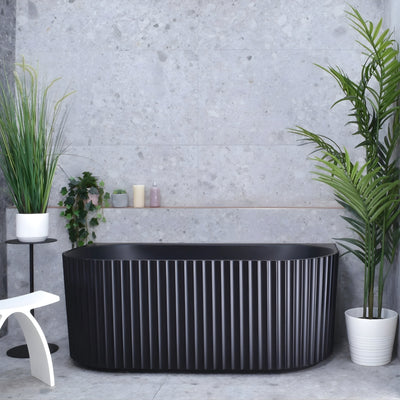 ENFLAIR AGORA GROOVE FLUTED BACK TO WALL BATHTUB MATTE BLACK (AVAILABLE IN 1500MM AND 1700MM)