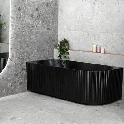 ENFLAIR AGORA GROOVE FLUTED LEFT CORNER BATHTUB MATTE BLACK (AVAILABLE IN 1500MM AND 1700MM)