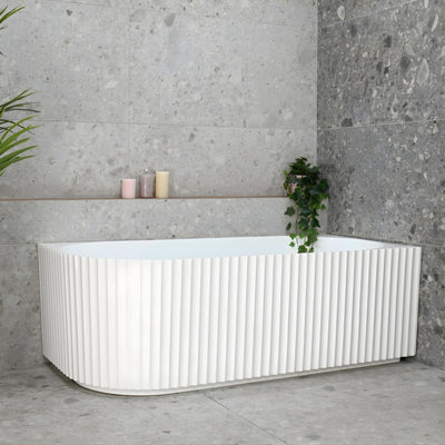 ENFLAIR AGORA GROOVE FLUTED RIGHT CORNER BATHTUB GLOSS WHITE (AVAILABLE IN 1500MM AND 1700MM)