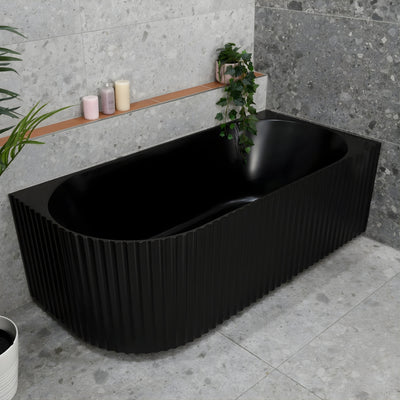 ENFLAIR AGORA GROOVE FLUTED RIGHT CORNER BATHTUB MATTE BLACK (AVAILABLE IN 1500MM AND 1700MM)