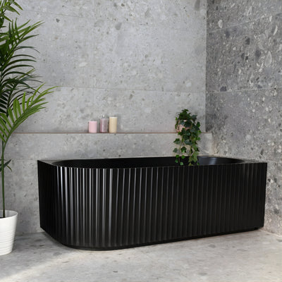 ENFLAIR AGORA GROOVE FLUTED RIGHT CORNER BATHTUB MATTE BLACK (AVAILABLE IN 1500MM AND 1700MM)