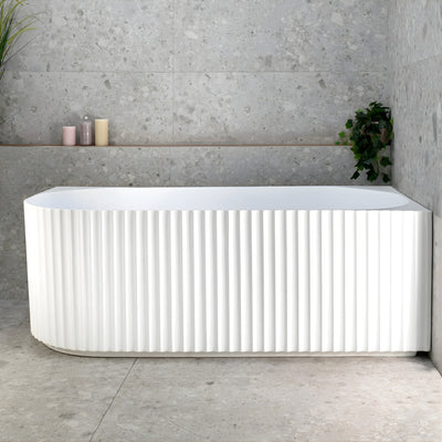 ENFLAIR AGORA GROOVE FLUTED RIGHT CORNER BATHTUB MATTE WHITE (AVAILABLE IN 1500MM AND 1700MM)