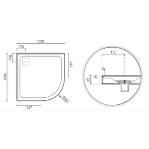 DECINA LUNA CURVED SHOWER BASE 1000MM GLOSS WHITE