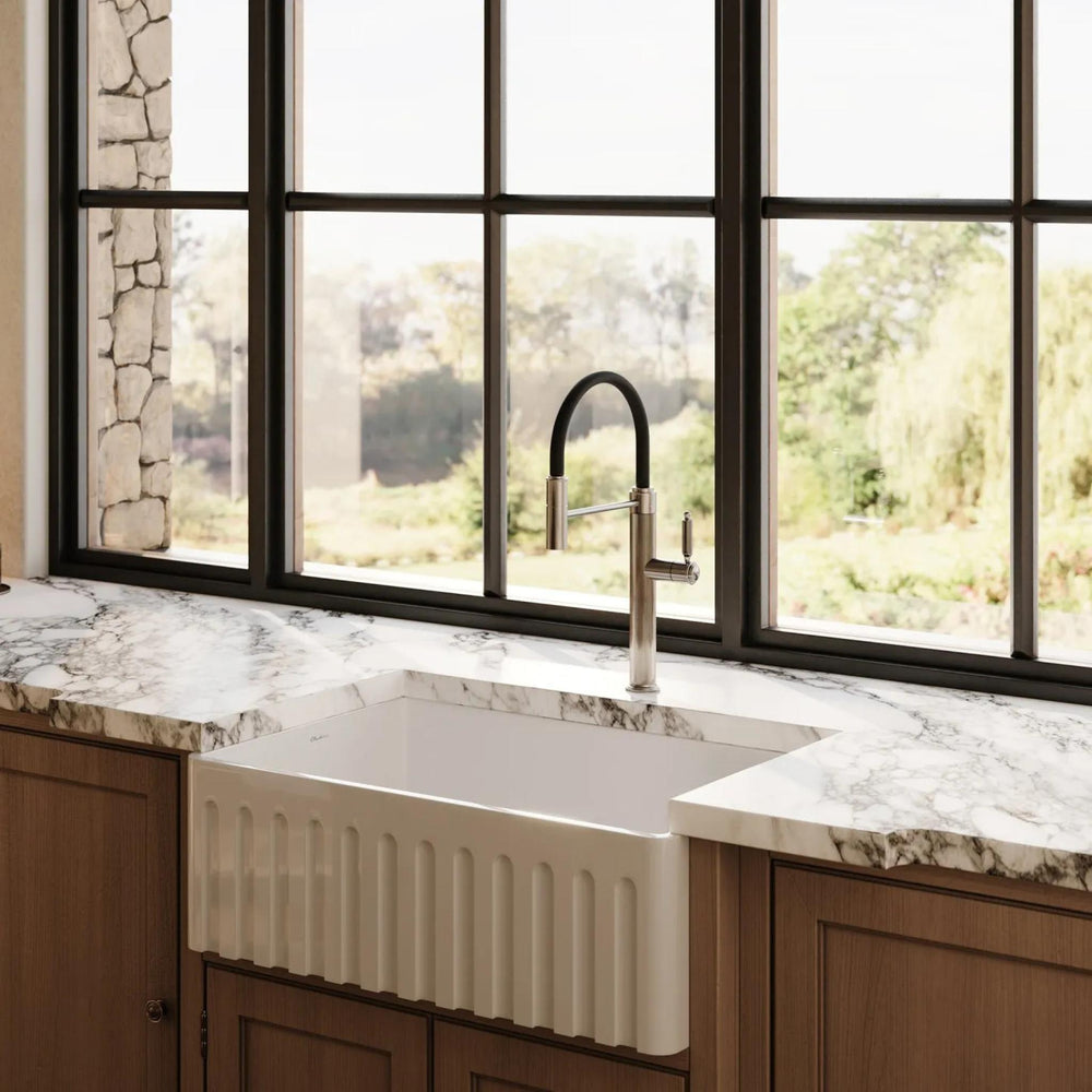 OLIVERI SICILY FARMHOUSE SINGLE BOWL UNDERMOUNT FIRECLAY KITCHEN SINK GLOSS WHITE 716MM
