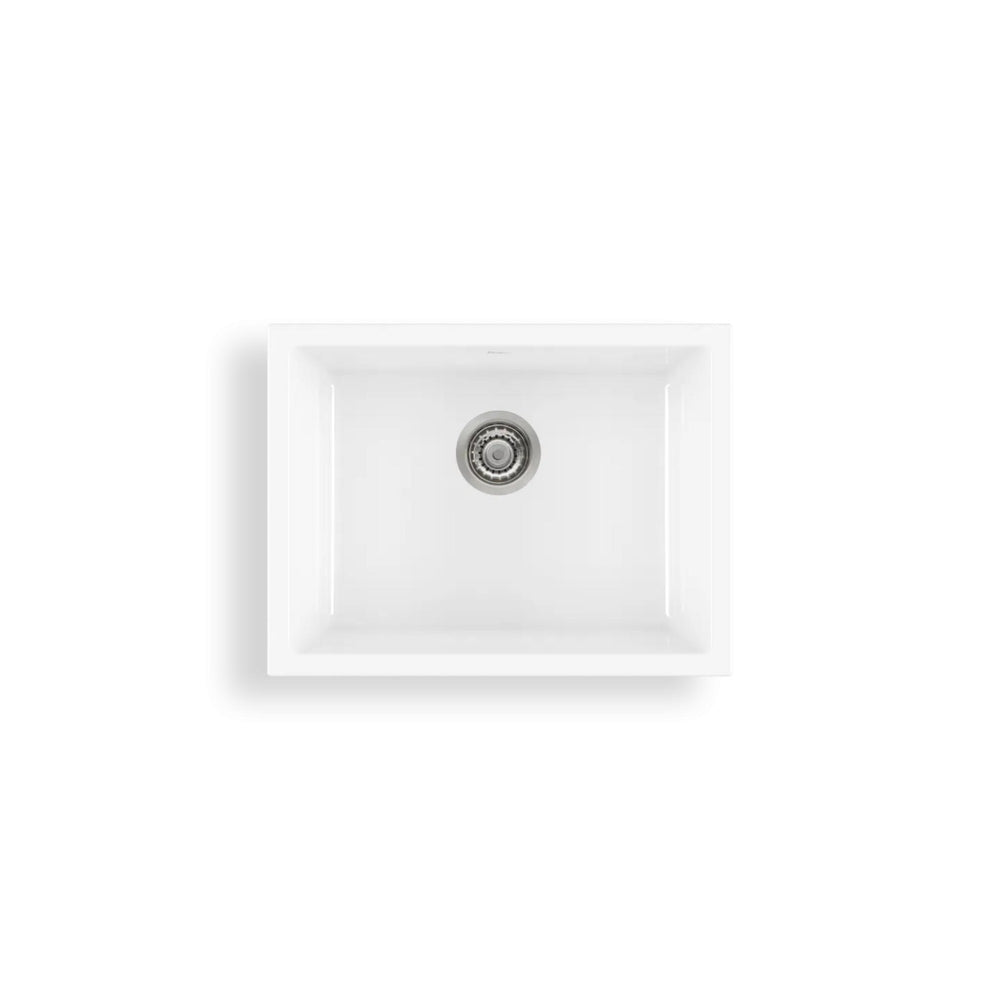 OLIVERI SICILY SINGLE BOWL FIRECLAY KITCHEN SINK GLOSS WHITE 610MM