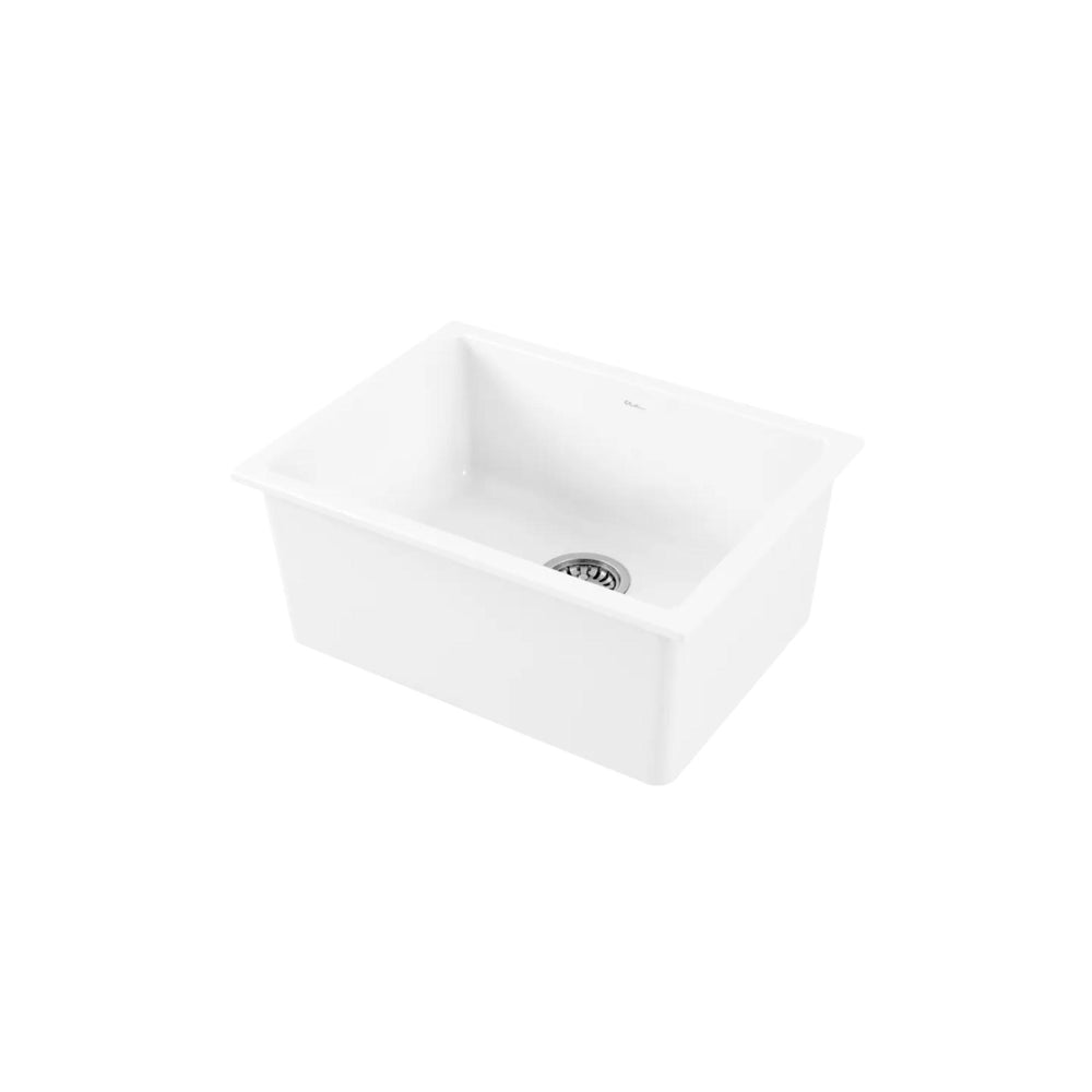 OLIVERI SICILY SINGLE BOWL FIRECLAY KITCHEN SINK GLOSS WHITE 610MM