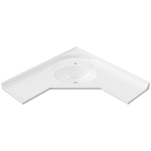 DUROCLASS SUPREME CORNER GLOSS WHITE SINGLE BOWL UNDERMOUNT VANITY TOP (AVAILABLE IN 610MM AND 910MM)