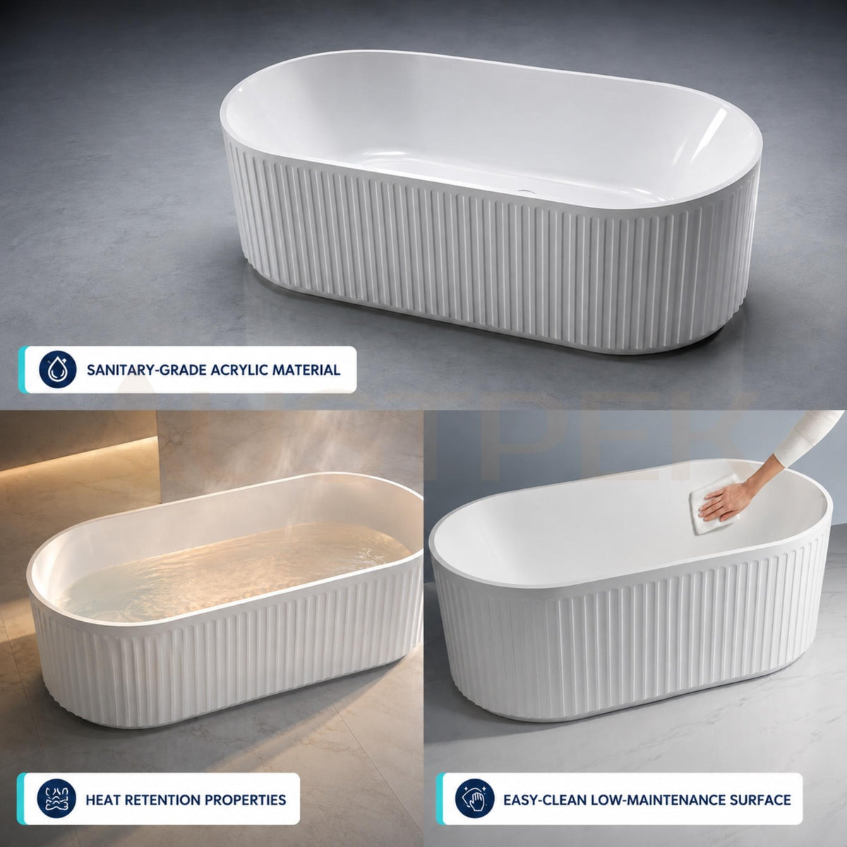 SEIMA CLEO 100 FREESTANDING BATHTUB GLOSS WHITE (AVAILABLE IN 1500MM AND 1700MM)