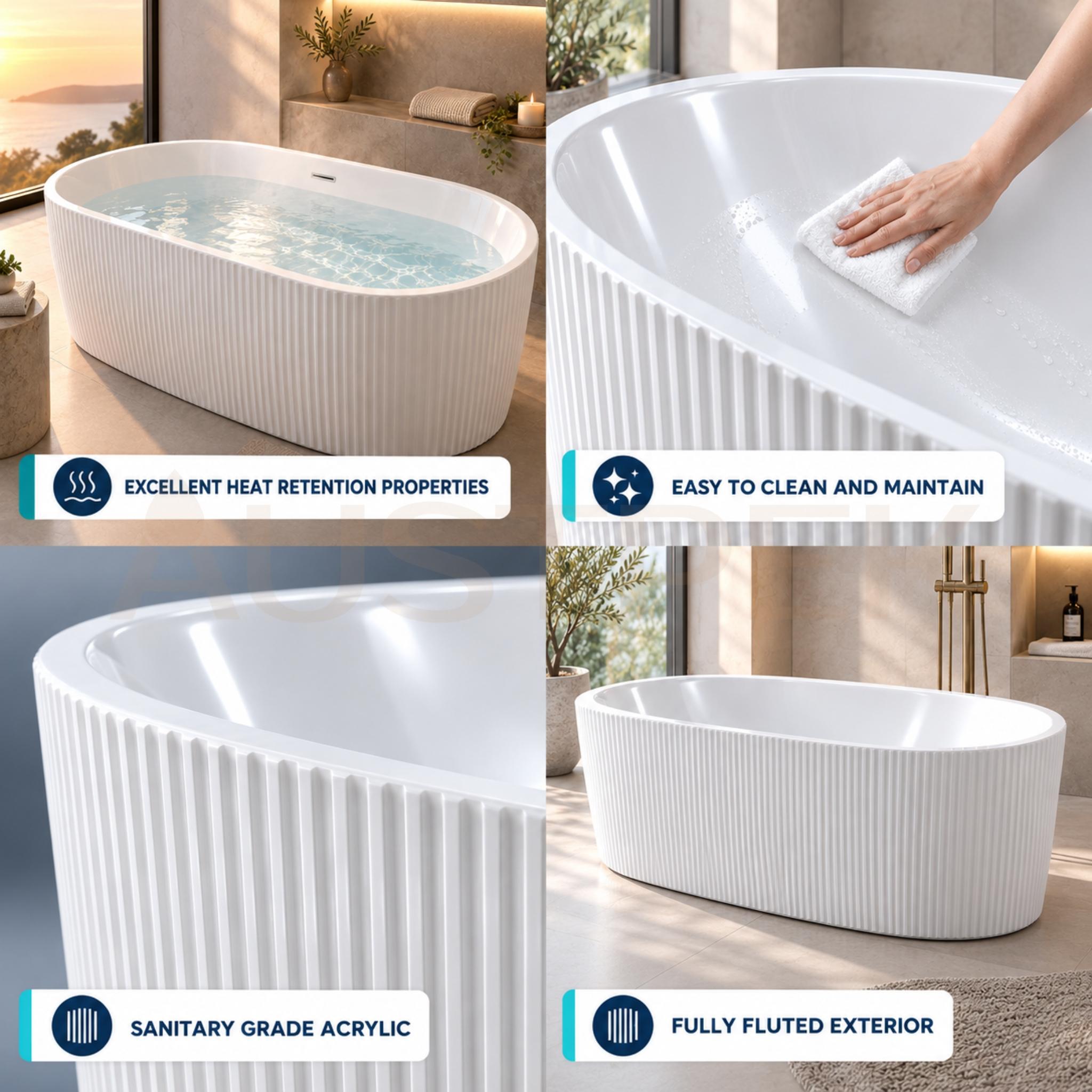 SEIMA CLEO 105 FREESTANDING BATHTUB WITH OVERFLOW GLOSS WHITE (AVAILABLE IN 1500MM AND 1700MM)
