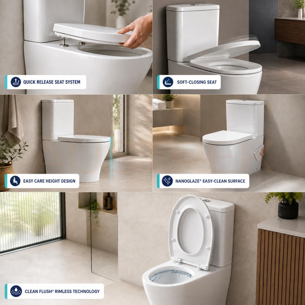 SEIMA LIMNI RIMLESS CLOSE COUPLED TOILET SUITE GLOSS WHITE