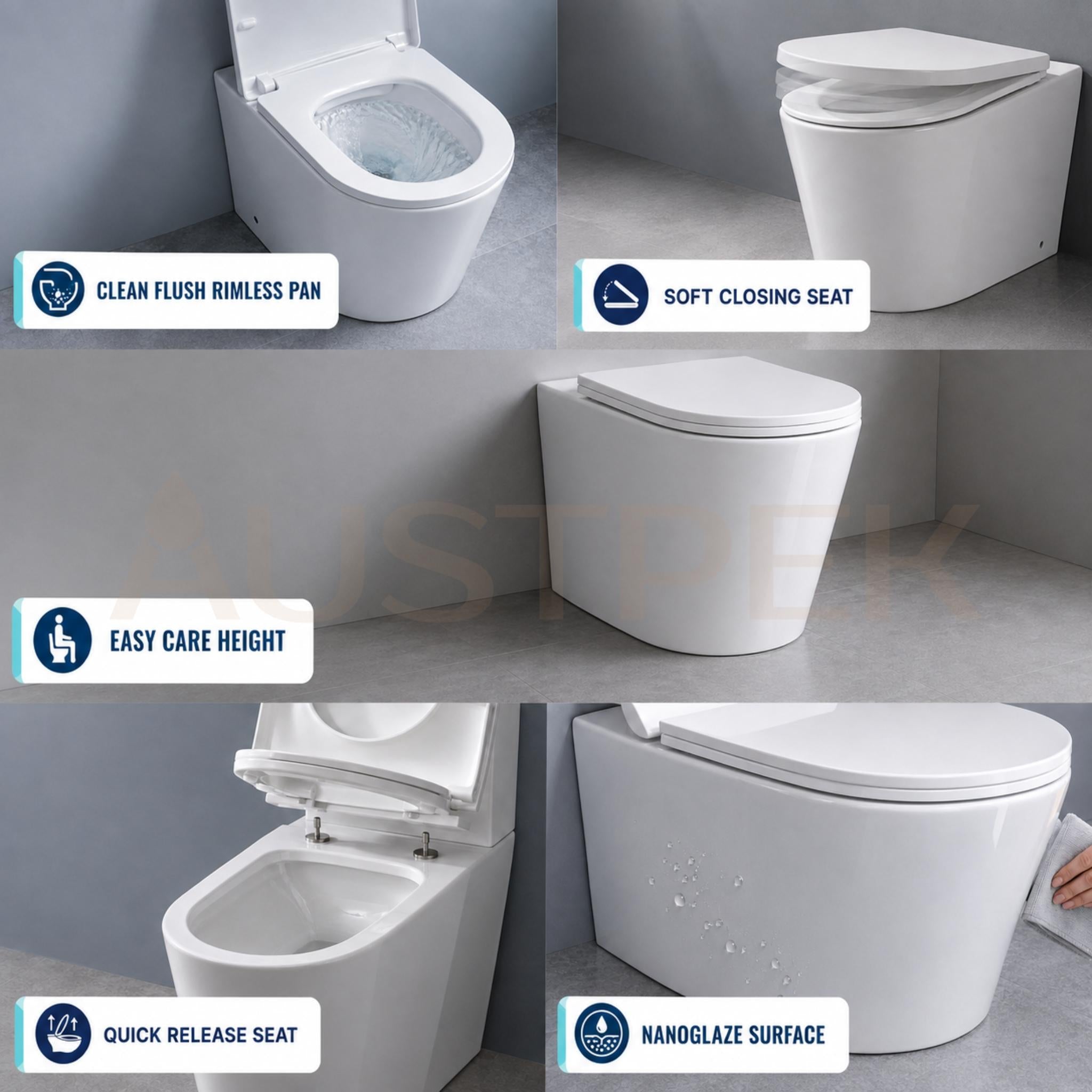 SEIMA MODIA CARE RIMLESS WALL FACED TOILET SUITE GLOSS WHITE