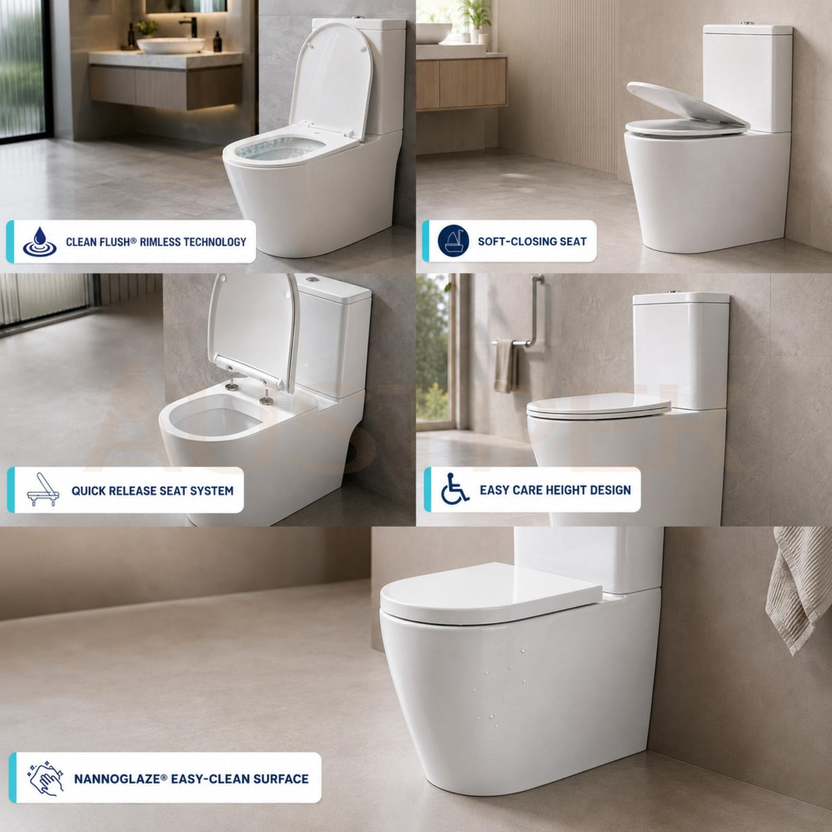 SEIMA MODIA RIMLESS CLOSE COUPLED TOILET SUITE GLOSS WHITE