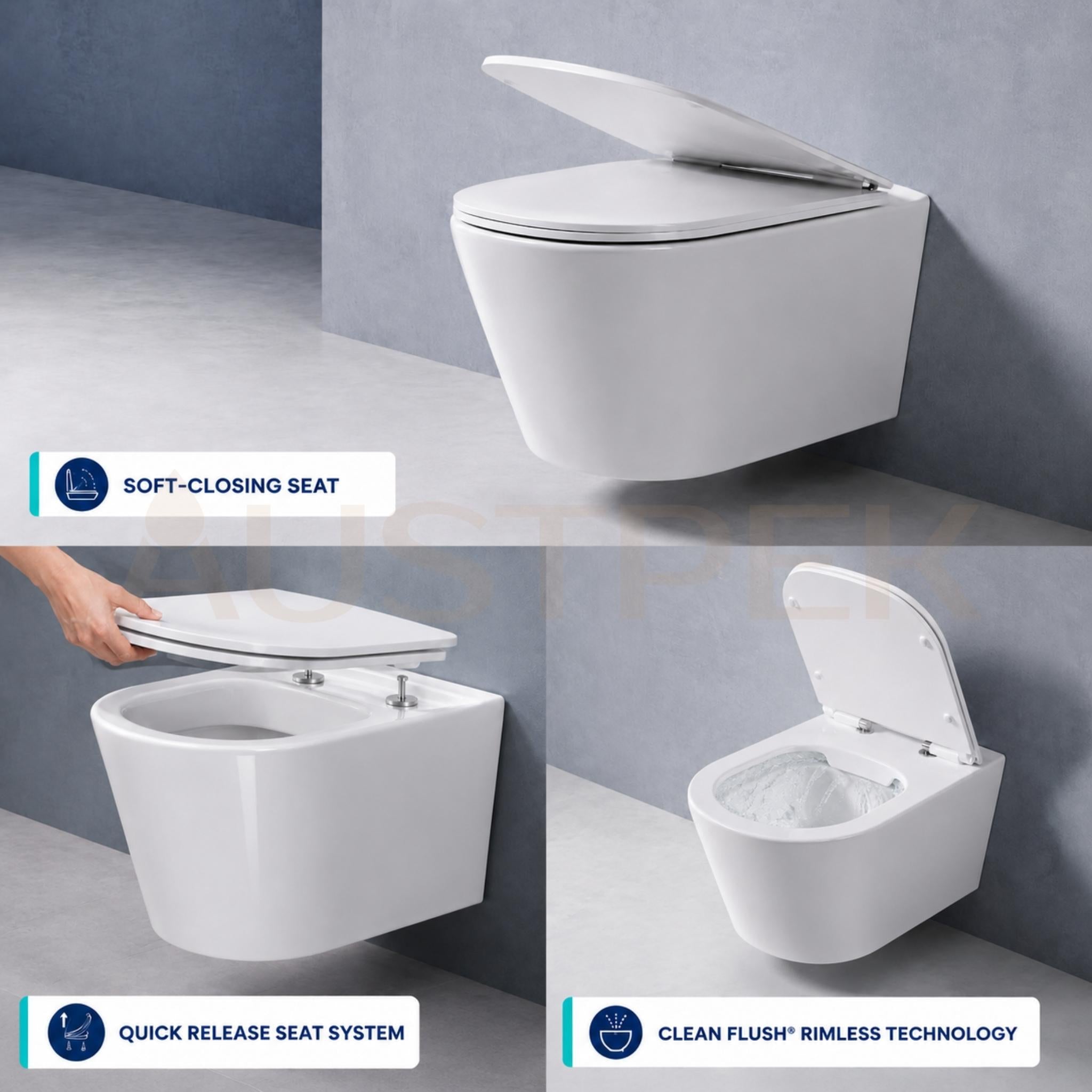 SEIMA MODIA RIMLESS WALL HUNG TOILET SUITE GLOSS WHITE